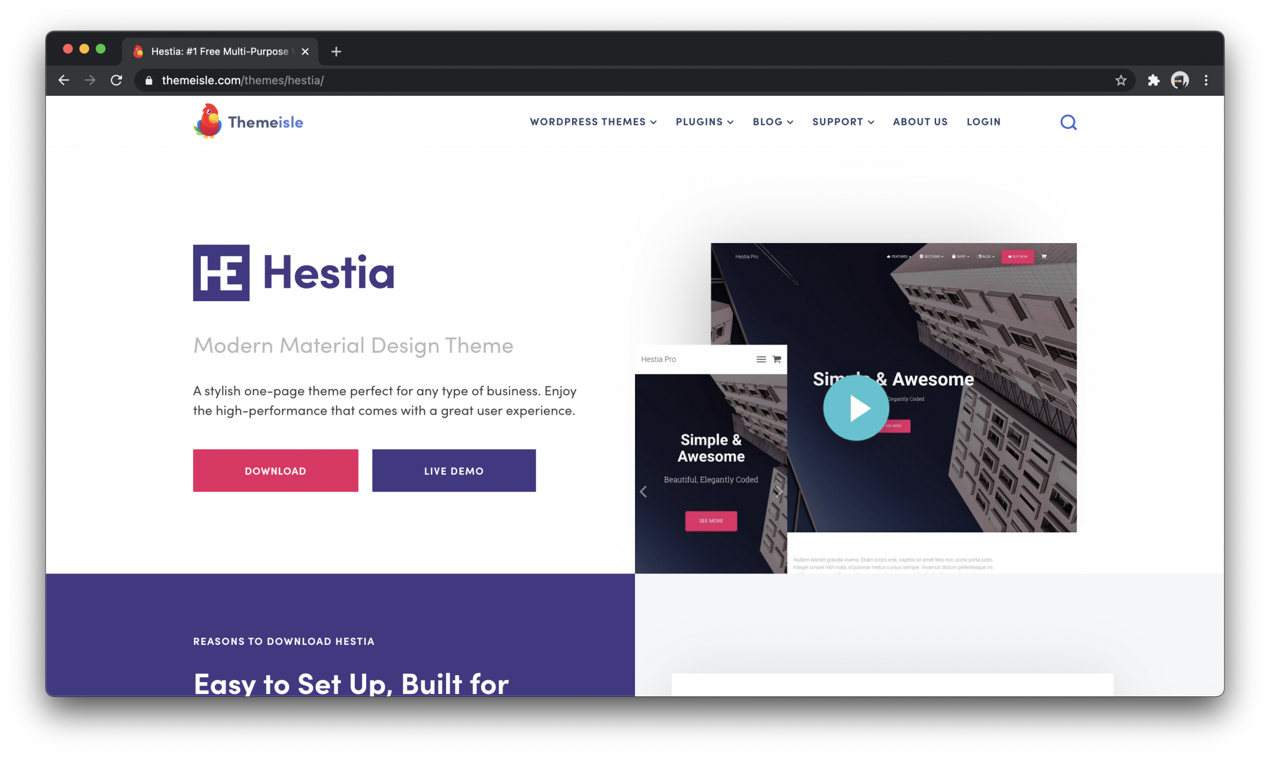 Hestia Free WordPress Theme