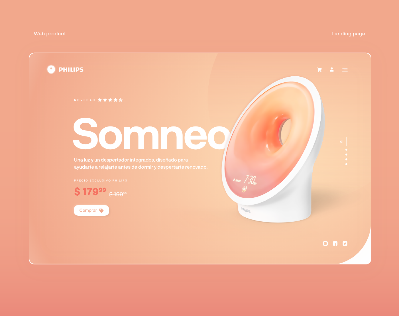 Somneo Landing Page by Dmitrii Sverdliuk via Behance | Above the fold 5-star review, descriptive picture, descriptive CTA
