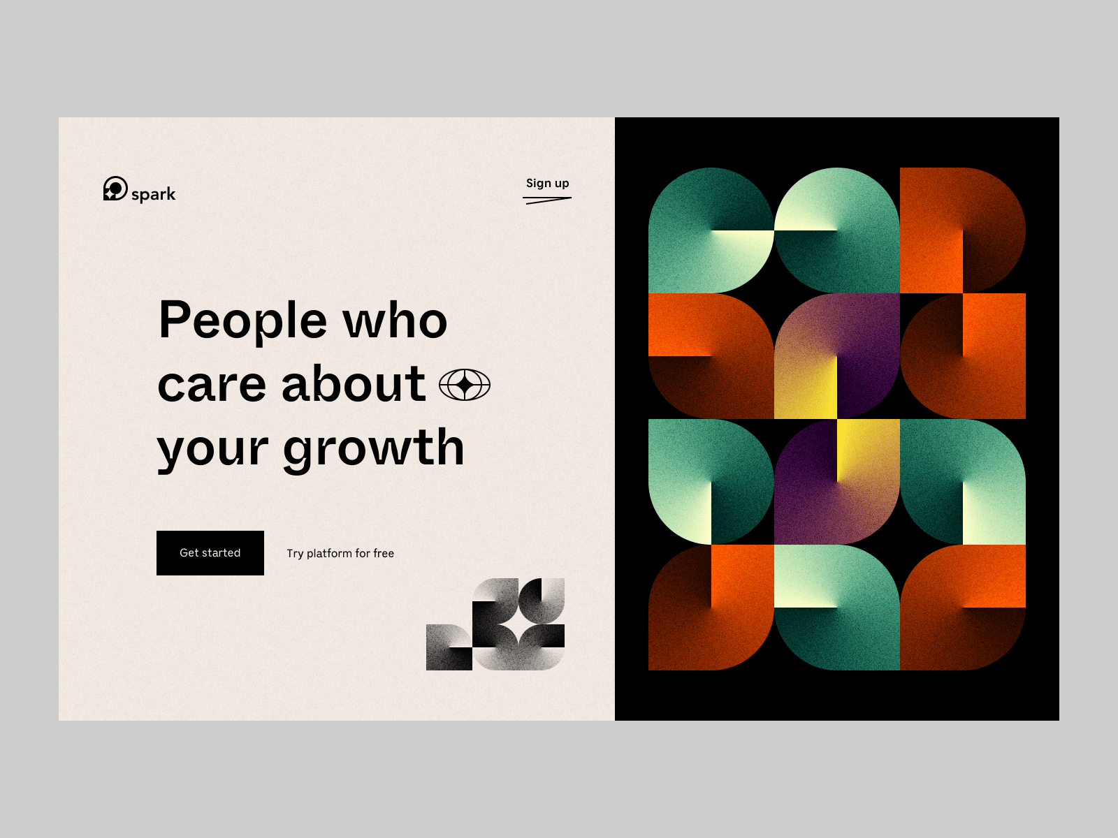 Spark Landing Page by Vladimir Gruev via Dribbble | Two descriptive CTAs, that clarify which is for what.